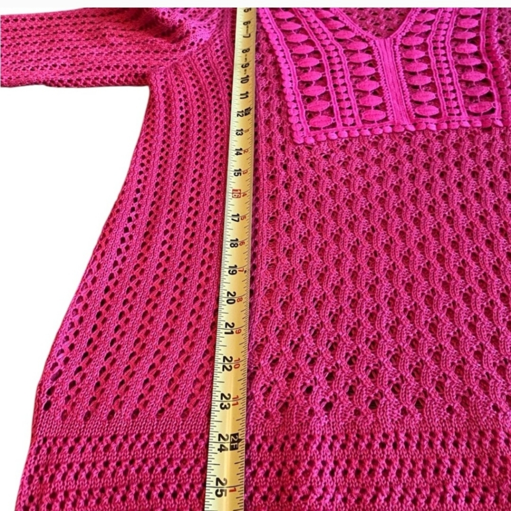 Chico's Crochet Open Knit Pink Sweater Size M - Picture 2 of 7
